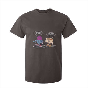 Funny Crochet Coffee Lover T Shirt For Kid She Loves Me More TS09 Dark Chocolate Print Your Wear