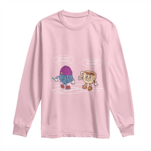 Funny Crochet Coffee Lover Long Sleeve Shirt She Loves Me More TS09 Light Pink Print Your Wear