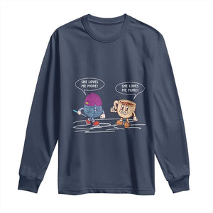 Funny Crochet Coffee Lover Long Sleeve Shirt She Loves Me More TS09 Navy Print Your Wear