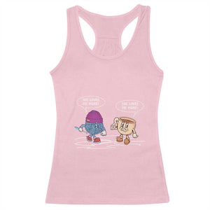 Funny Crochet Coffee Lover Racerback Tank Top She Loves Me More TS09 Light Pink Print Your Wear