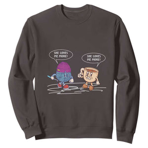 Funny Crochet Coffee Lover Sweatshirt She Loves Me More TS09 Dark Chocolate Print Your Wear