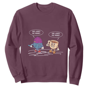 Funny Crochet Coffee Lover Sweatshirt She Loves Me More TS09 Maroon Print Your Wear