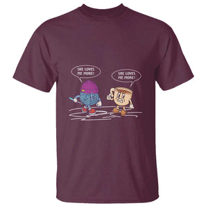 Funny Crochet Coffee Lover T Shirt She Loves Me More TS09 Maroon Print Your Wear