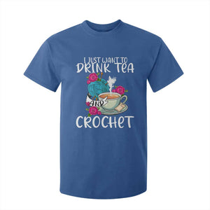 Just Want To Drink Tea And Crochet T Shirt For Kid TS09 Royal Blue Print Your Wear