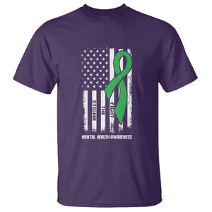 Mental Health Awareness T Shirt Fight The Stigma America Flag Green Ribbon TS09 Purple Printyourwear