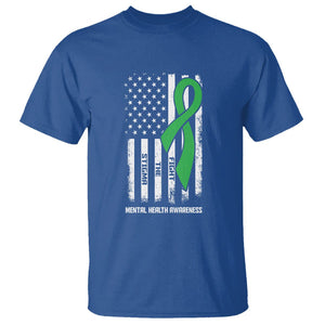 Mental Health Awareness T Shirt Fight The Stigma America Flag Green Ribbon TS09 Royal Blue Printyourwear