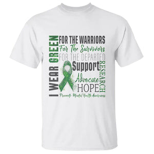 Mental Health Awareness T Shirt I Wear Green For The Warrior TS09 White Printyourwear