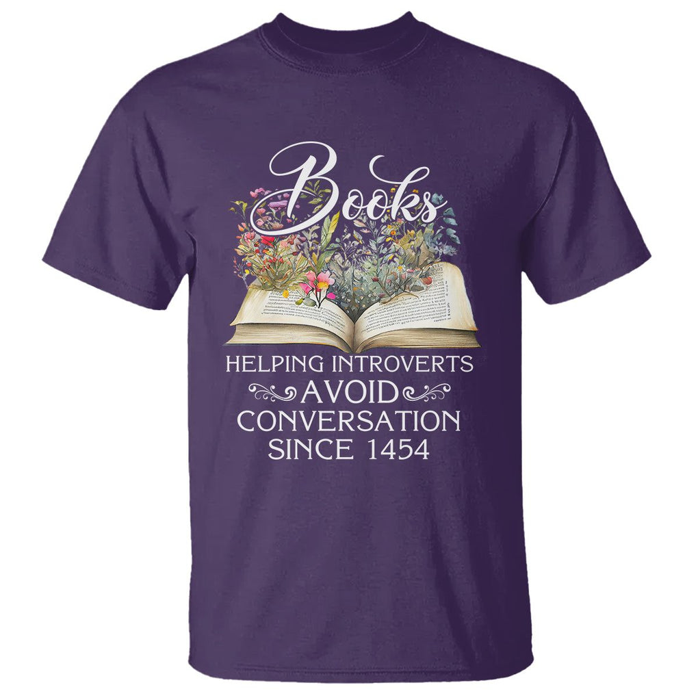 Introvert Book Lover T Shirt Books Helping Introverts Avoid Conversation TS09 Purple Printyourwear