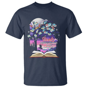 Introvert Book Lover T Shirt Books Helping Introverts Avoid Conversation TS09 Navy Printyourwear