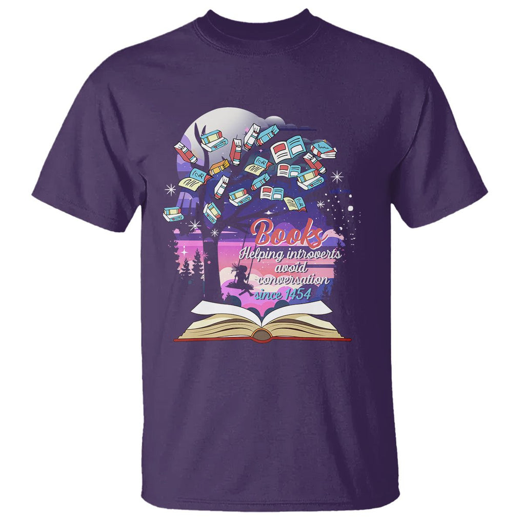 Introvert Book Lover T Shirt Books Helping Introverts Avoid Conversation TS09 Purple Printyourwear