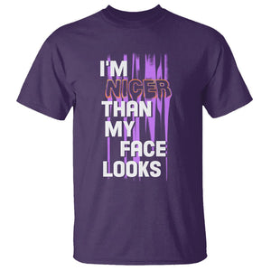 Introvert T Shirt I'm Nicer Than My Face Looks TS09 Purple Printyourwear