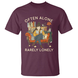 Introvert T Shirt Often Alone Rarely Lonely TS09 Maroon Printyourwear