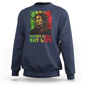 Legend Bob Sweatshirt Money Can't Buy Life Jamaican Reggae TS09 Navy Print Your Wear