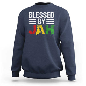 Blessed By Jah Jamaican Rastafari Rasta Sweatshirt TS09 Navy Print Your Wear