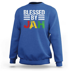 Blessed By Jah Jamaican Rastafari Rasta Sweatshirt TS09 Royal Blue Print Your Wear