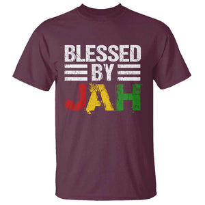 Blessed By Jah Jamaican Rastafari Rasta T Shirt TS09 Maroon Print Your Wear