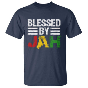 Blessed By Jah Jamaican Rastafari Rasta T Shirt TS09 Navy Print Your Wear