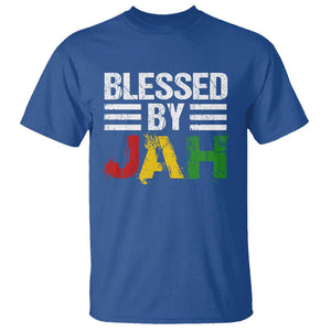 Blessed By Jah Jamaican Rastafari Rasta T Shirt TS09 Royal Blue Print Your Wear