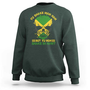 Jamaican Proverbs Sweatshirt You Can Shake A Mans Head But You Cannot Shake His Heart Skull TS09 Dark Forest Green Print Your Wear