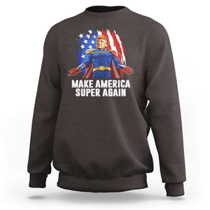 Funny Trump Sweatshirt Make America Super Again Superhero Donald President 2024 TS09 Dark Chocolate Print Your Wear