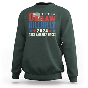 Trump Vance 2024 Sweatshirt Outlaw Hillbilly Take America Back TS09 Dark Forest Green Print Your Wear