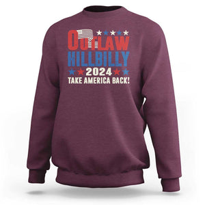 Trump Vance 2024 Sweatshirt Outlaw Hillbilly Take America Back TS09 Maroon Print Your Wear