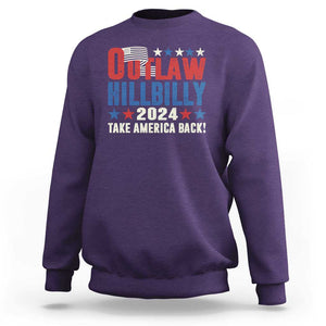 Trump Vance 2024 Sweatshirt Outlaw Hillbilly Take America Back TS09 Purple Print Your Wear