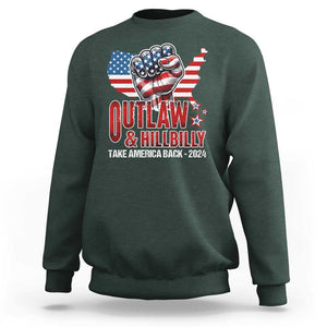 Outlaw Hillbilly 2024 Sweatshirt Vote For Trump Vance Take America Back TS09 Dark Forest Green Print Your Wear