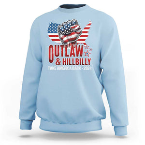 Outlaw Hillbilly 2024 Sweatshirt Vote For Trump Vance Take America Back TS09 Light Blue Print Your Wear