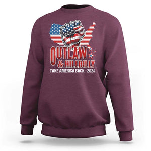 Outlaw Hillbilly 2024 Sweatshirt Vote For Trump Vance Take America Back TS09 Maroon Print Your Wear