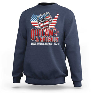 Outlaw Hillbilly 2024 Sweatshirt Vote For Trump Vance Take America Back TS09 Navy Print Your Wear