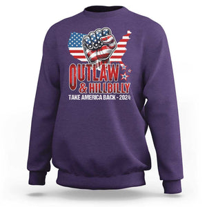 Outlaw Hillbilly 2024 Sweatshirt Vote For Trump Vance Take America Back TS09 Purple Print Your Wear