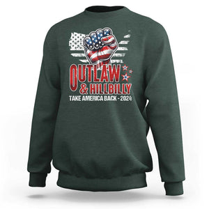 Outlaw Hillbilly 2024 Sweatshirt Vote For Trump Vance Take America Back TS09 Dark Forest Green Print Your Wear