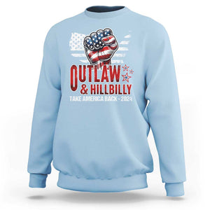 Outlaw Hillbilly 2024 Sweatshirt Vote For Trump Vance Take America Back TS09 Light Blue Print Your Wear