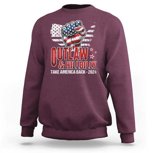 Outlaw Hillbilly 2024 Sweatshirt Vote For Trump Vance Take America Back TS09 Maroon Print Your Wear