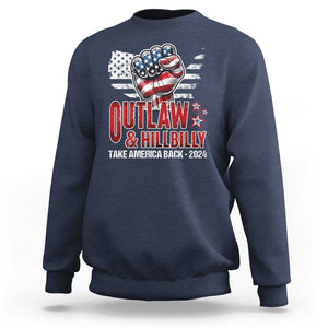 Outlaw Hillbilly 2024 Sweatshirt Vote For Trump Vance Take America Back TS09 Navy Print Your Wear