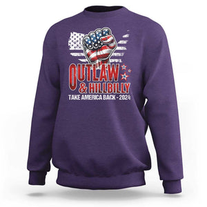 Outlaw Hillbilly 2024 Sweatshirt Vote For Trump Vance Take America Back TS09 Purple Print Your Wear