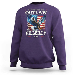 Trump Vance 2024 Sweatshirt I'm Voting For The Outlaw And The Hillbilly TS09 Purple Print Your Wear