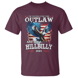 Trump Vance 2024 T Shirt I'm Voting For The Outlaw And The Hillbilly TS09 Maroon Print Your Wear