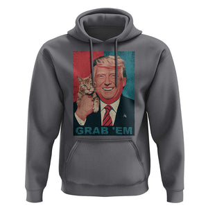 Funny Trump Hoodie Grab 'Em Trump Hug Cat American Flag TS09 Charcoal Print Your Wear