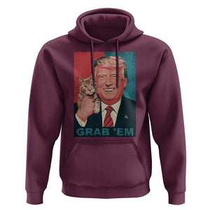 Funny Trump Hoodie Grab 'Em Trump Hug Cat American Flag TS09 Maroon Print Your Wear