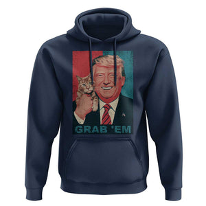 Funny Trump Hoodie Grab 'Em Trump Hug Cat American Flag TS09 Navy Print Your Wear