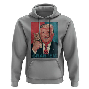 Funny Trump Hoodie Grab 'Em Trump Hug Cat American Flag TS09 Sport Gray Print Your Wear