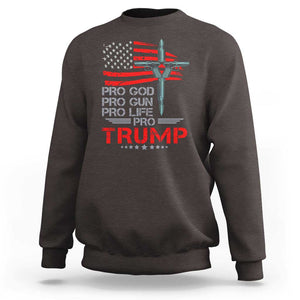 Trump Supporter Sweatshirt Pro God Pro Gun Pro Life Pro Trump TS09 Dark Chocolate Print Your Wear