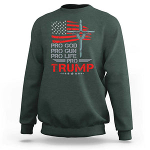 Trump Supporter Sweatshirt Pro God Pro Gun Pro Life Pro Trump TS09 Dark Forest Green Print Your Wear