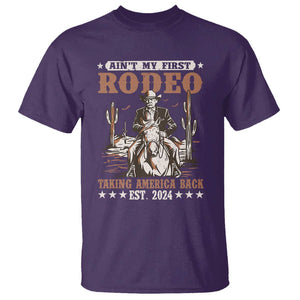 Funny Cowboy Trump T Shirt Ain't My First Rodeo Take America Back 2024 TS09 Purple Print Your Wear