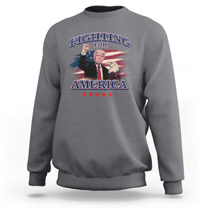 Trump Raised Fist Sweatshirt Fighting For America Eagle TS09 Charcoal Print Your Wear