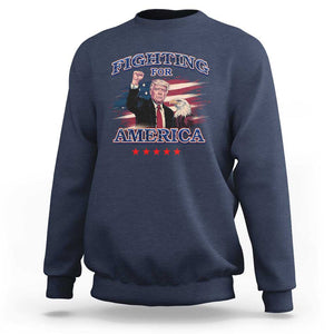 Trump Raised Fist Sweatshirt Fighting For America Eagle TS09 Navy Print Your Wear