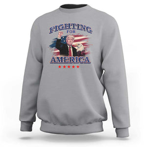 Trump Raised Fist Sweatshirt Fighting For America Eagle TS09 Sport Gray Print Your Wear