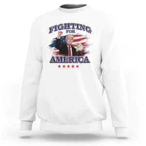 Trump Raised Fist Sweatshirt Fighting For America Eagle TS09 White Print Your Wear